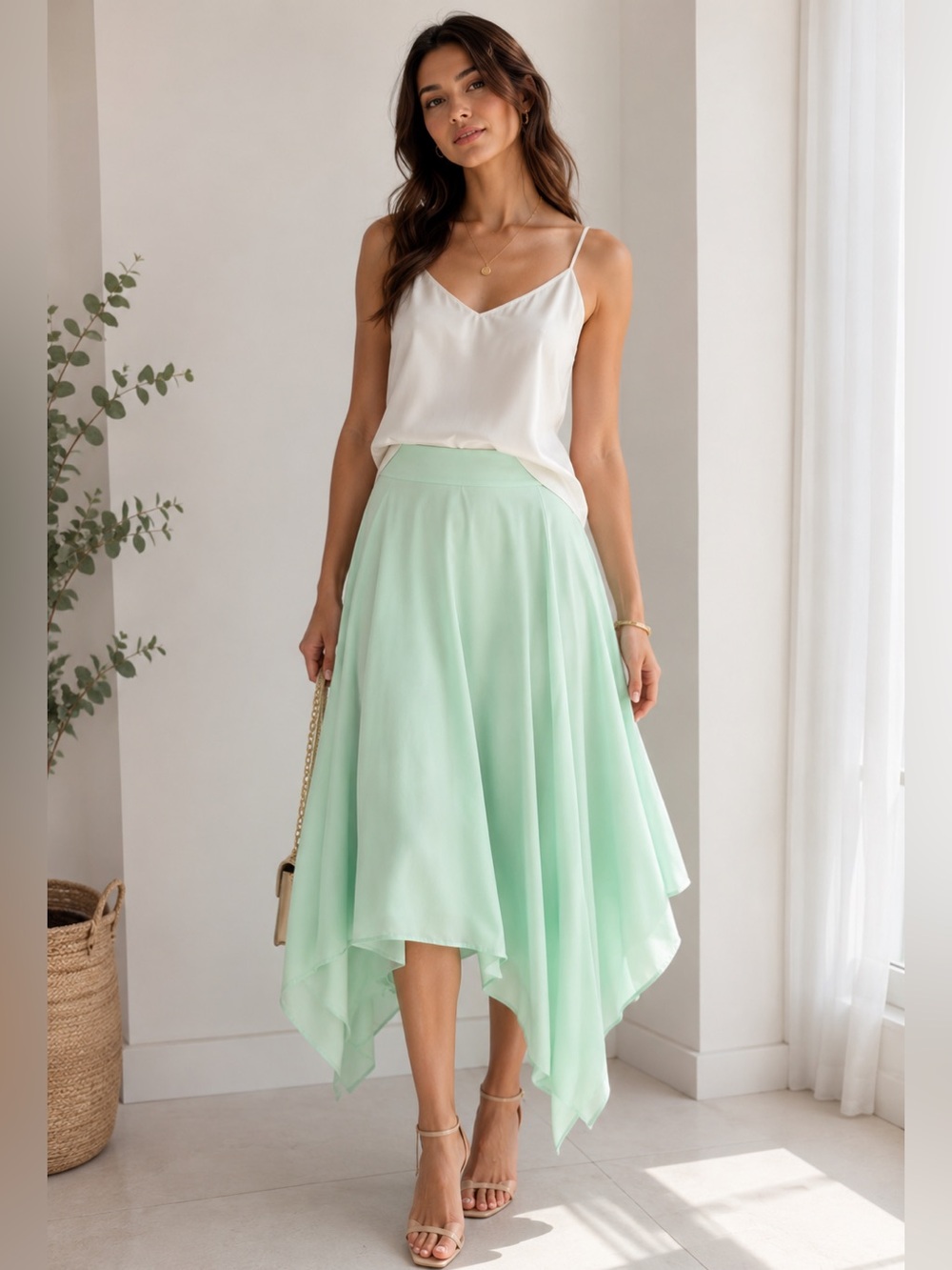 Banana Republic Mint Green Handkerchief Hem Skirt
